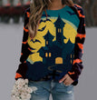 Halloween Cartoon Print Sweatshirt Long Sleeve Pullover Tops Women