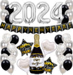 2024 New Year Party Balloon Set Wine Bottle Flag 32-inch Digital Balloon Combination Decorative Set