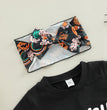 European And American Girls Halloween Alphabet Print Short Sleeve Suit