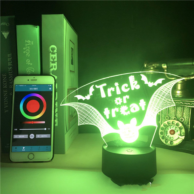 Halloween Bat 3d Night Light Smart Alarm Clock Bluetooth Speaker
