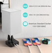 Table Lamp Dimmable  USB Bedside Table Desk Lamp with 2 USB Charging Port(A+C) 2 Outlet,Nightstand Lamp with Charger Base White Fabric Shade,Led Touch Lamp for Bedroom/Livingroom/Dorm/Home Office