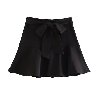Women's Summer Bowknot Decoration Lotus Leaf Skirt