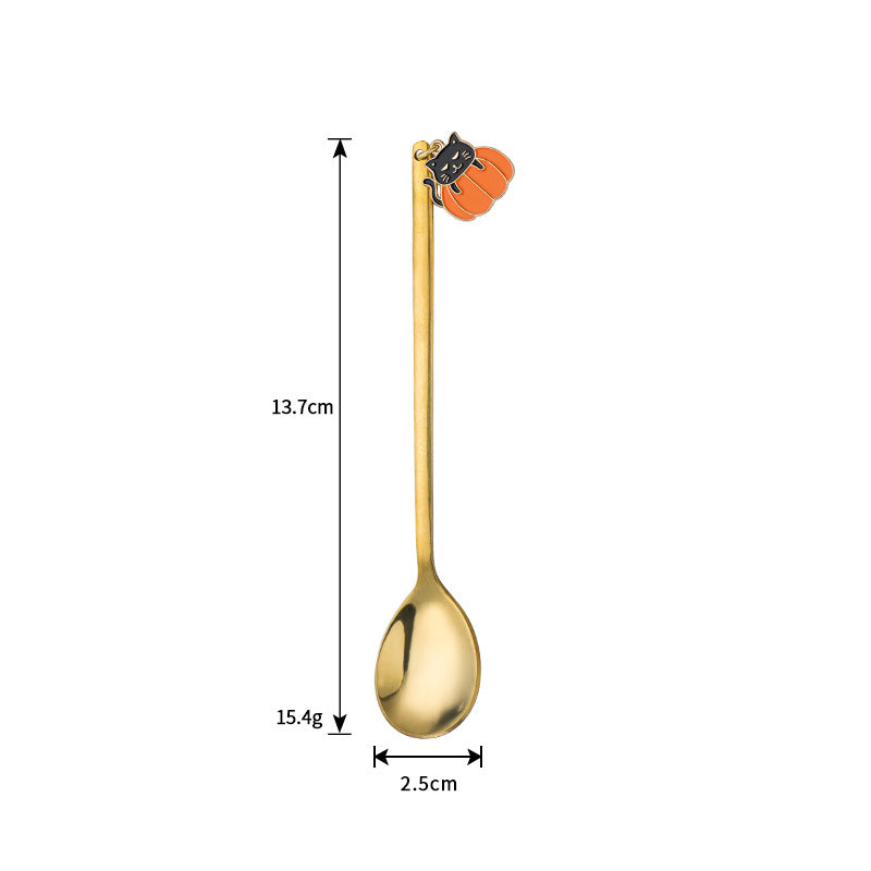 Halloween Style Pendant Stainless Steel Coffee  Creative Pumpkin Spoon