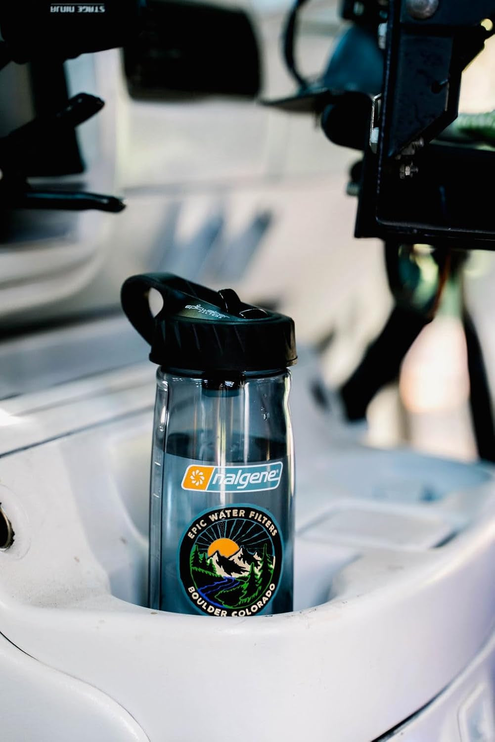 Nalgene OG Water Bottle with Filter, USA Made, BPA Free, Removes 99.99% Tap Water Contaminants, Forever Chemicals, Smoke Grey, 32 Oz