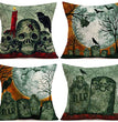 Halloween Gray-green Skull Tombstone Pillow