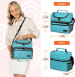 Lunch Box for Men Women, Insulated Large Lunch Bag Adult Work, Double Decker Lunchbox Meal Prep Dual Compartment Leakproof Lunch Cooler,Soft Lunch Tote Boys Girls Kids School, Aqua Turquoise 12L