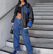 Women's Jeans Dark Color Water Scrubbing