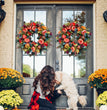 New Autumn Peony Halloween Pumpkin Wreath Home Decor