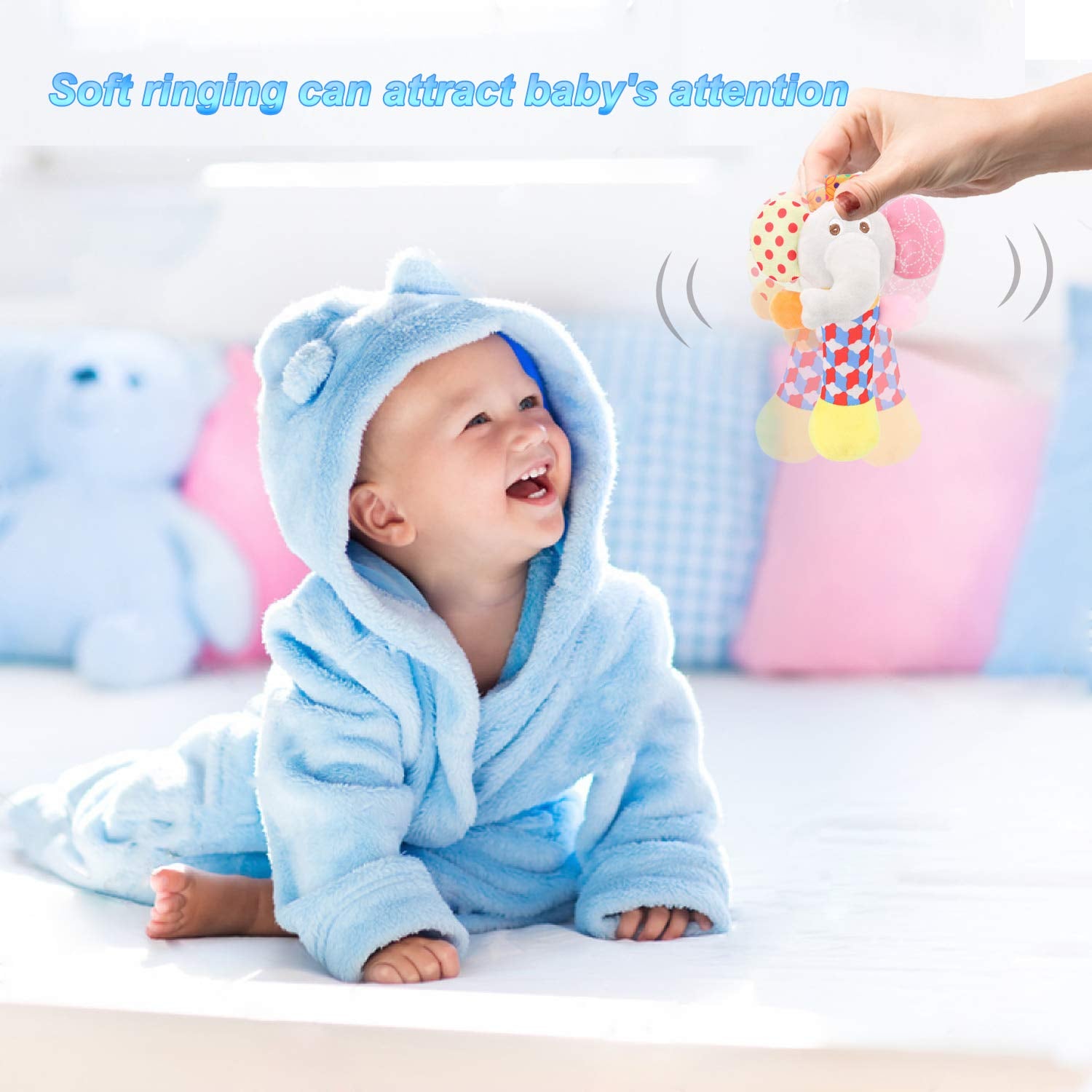 Wrist Rattles Foot Finder Rattle Toy for 3-6 Months Baby, Feet Leg Ankle Socks Arm Hand Bracelet Shaker for 6-9 Months Infant Boy & Girl, Gift Set for 0-2 Years Newborn Babies (5 Pcs-C)