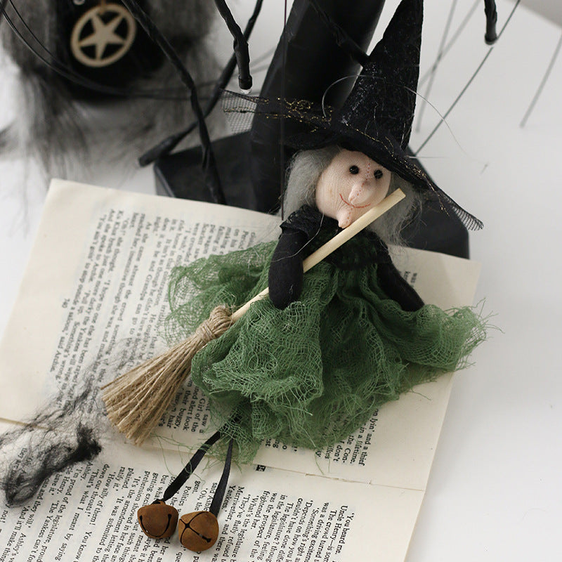 Halloween Decoration Broom Witch Doll Pendant