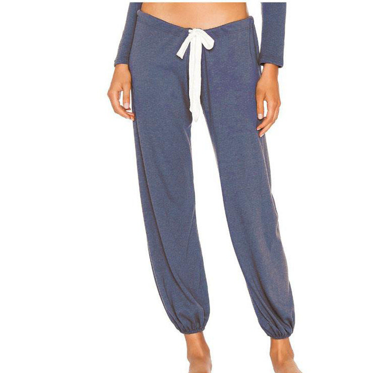 Women's Cotton Skin-friendly Lace-up Waist Ankle Banded Pants
