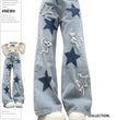 Retro Versatile Raw Edge Star Jeans For Women