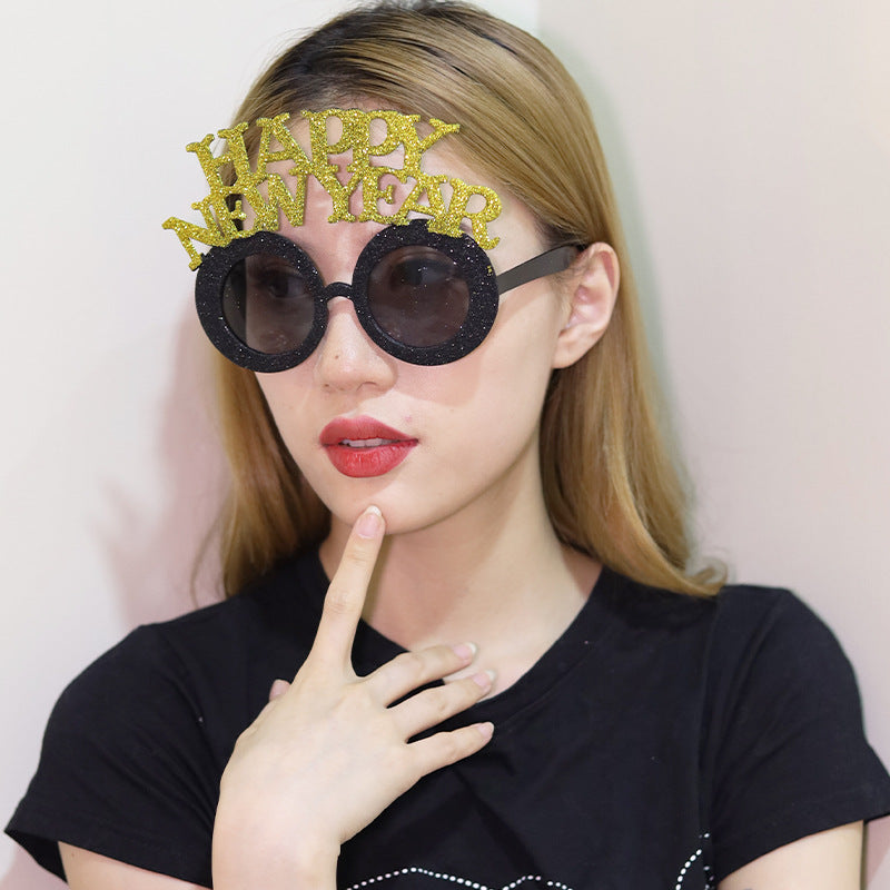 Creative 2024 Happy New Year Party Glasses Supplies Photo Props Holiday Dance Dress Up Funny Glasses