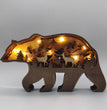 Christmas Decoration Wooden Animal Carving Handcraft Gift Wall Hanging Sculpture 3D Bear Deer Elk Art Decor New Year Ornaments
