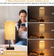 Bedside Lamps, Table Lamp with USB C+A Charging Ports, 3 Way Dimmable Touch Control, Small Nightstand Lamps for Bedroom, Home Decor, Living Room, LED Bulbs Included, Upgraded Beige