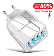 USB Charger Quick Charge 3.0 4 Phone Adapter For Tablet Portable Wall Mobile Charger Fast Charger
