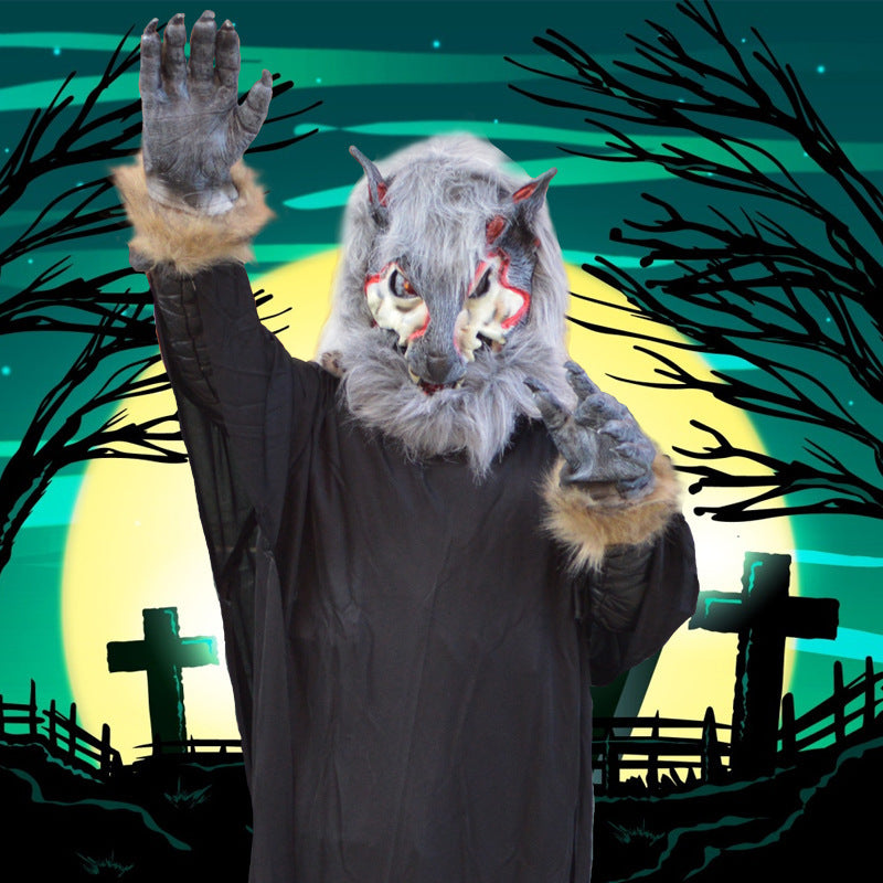 A Wolf mask on a Halloween stage