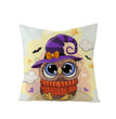 Halloween Linen Cute Cartoon Printed Kitten Pumpkin Head Pillow Cover
