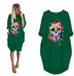 Halloween Skull Print Stitching Plus Size Dress