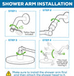 11" Solid Brass Shower Head Extension Arm - Flexible Height & Angle Adjustable Shower Arm Extension for Rain Showerheads with Sturdy Lock - Universal Pipe Connection (Luxury Polished Chrome)