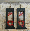 Scary Halloween Creative Guillotine Bloodstained Wood Earrings