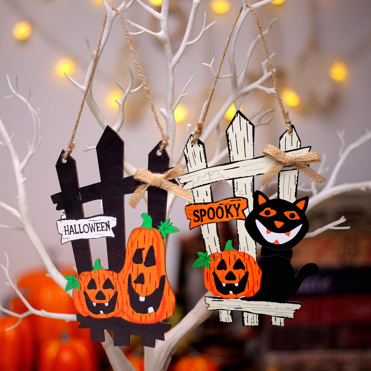 Halloween Black Cat Fence Door Decorations Hanging