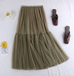 Tulle Skirt Versatile Solid Color Bottoming Mid-length