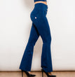 Shascullfites Melody Dark Blue Flared Lift Jeggings Button Up Jeans Bum Lift Jeans High Waist Flare Jeans Women