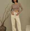 Straight Casual Button Leather Trousers For Women