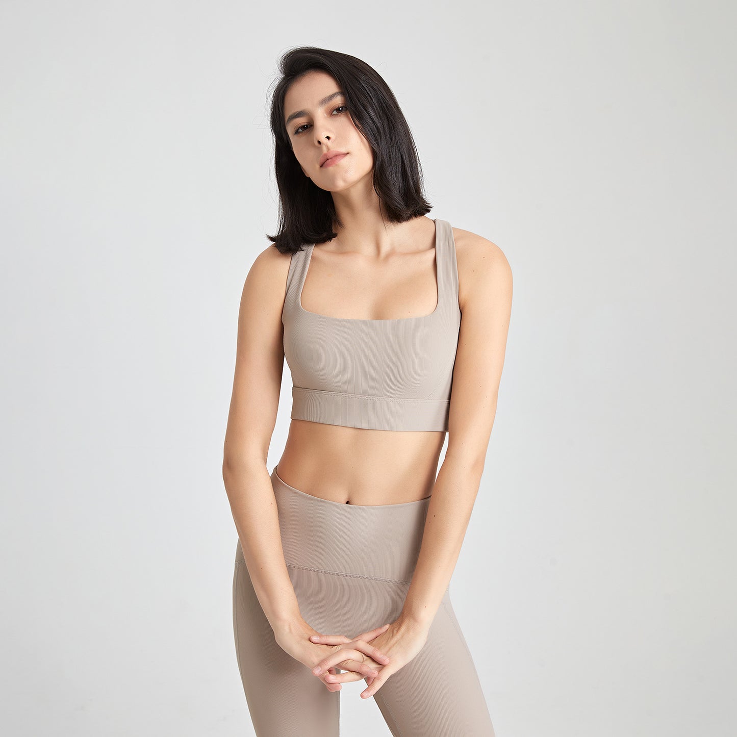 Back U Collar Shockproof Sports Underwear Naked Women Sense Vest Push-up Yoga Clothes Bra