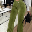 Fashion Gold Velvet Striped Casual Women's Pants