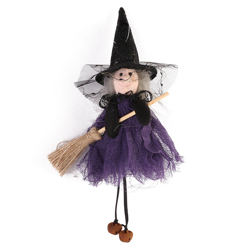 Halloween Decoration Broom Witch Doll Pendant