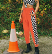 Pantalon Femme Side Checkerboard Zipper Sweatpants
