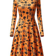 Halloween Pumpkin Print Long Sleeve Dress