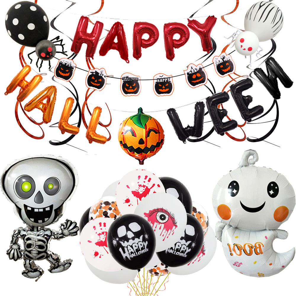 Skull pull flag spiral pendant Halloween balloon