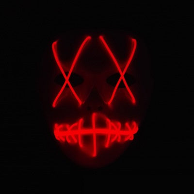 Halloween Horror Slit Mouth And Crosseye LED Plastic Glowing Mask