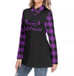 Fashion Halloween Women's Plaid Long Sleeve High Neck Slim Casual Tunic Top