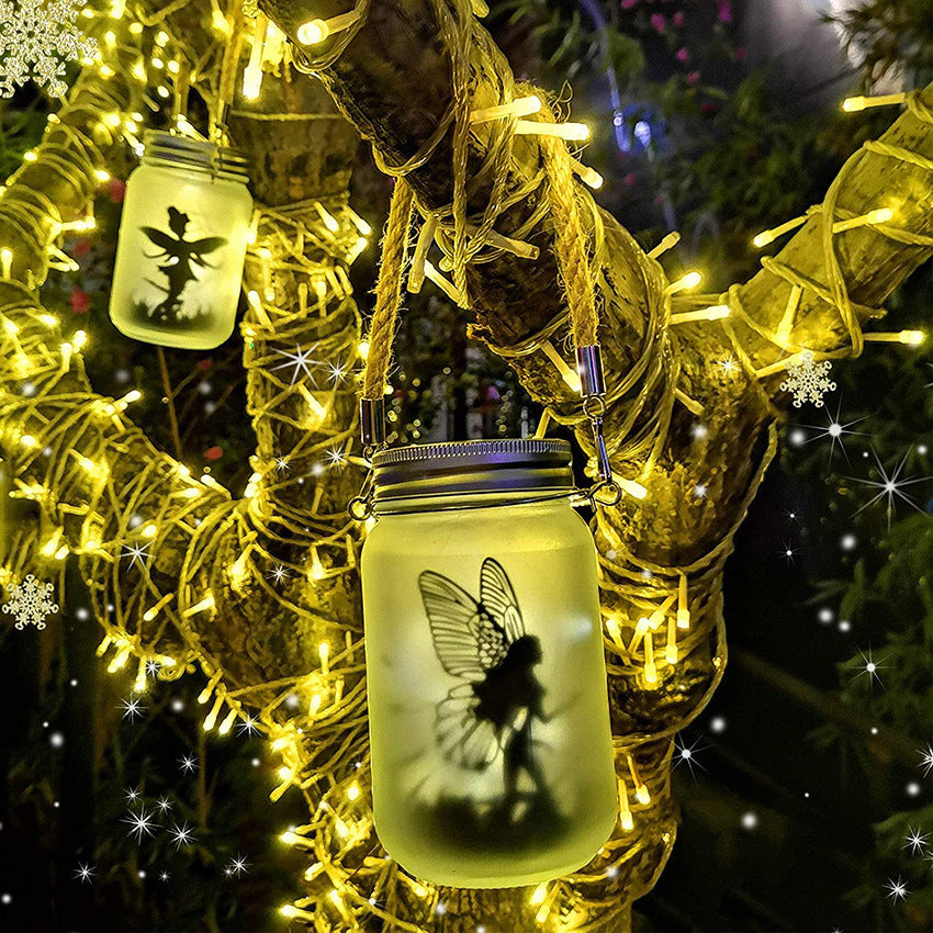 Solar Mason Jar Fairy Light Halloween Frosted Bottle
