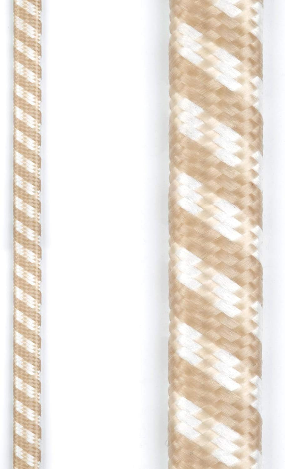 22836 Designer Series 9-Ft Fabric Extension Cord, 3 Polarized Outlets, Right Angle Plug, 125 Volts, Gold and White