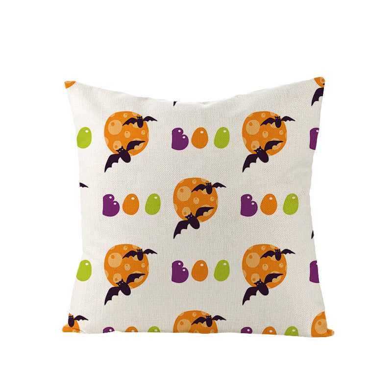 Home Halloween Pumpkin Linen Pillow Cover