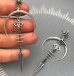 Gothic Devil's Eye Punk Earrings Halloween Accessories Ancient Silver Moon Long Metal