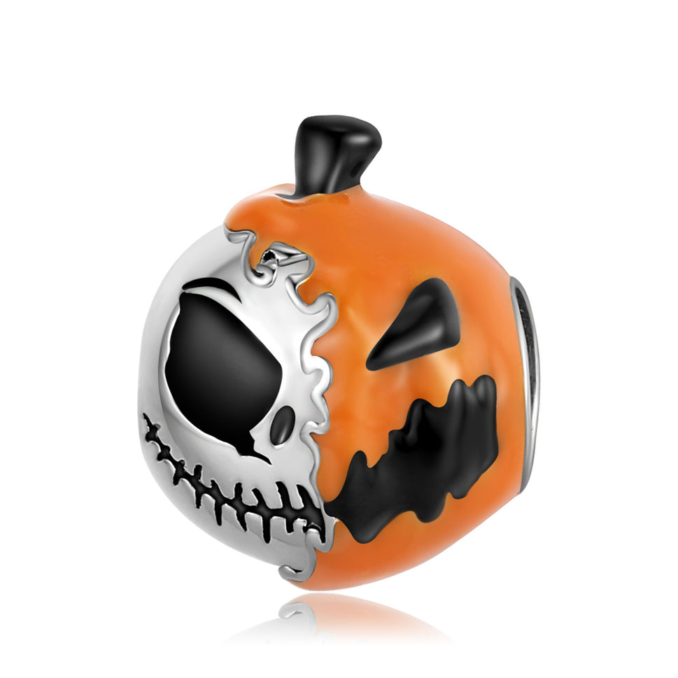 Halloween Bracelet Diy Beads S925 Sterling Silver Drip Glue Double Sided Pumpkin Skull Head Beads