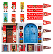 Christmas decorations Christmas couplets curtains Christmas banners pull flags Christmas curtains hanging flags window pendants