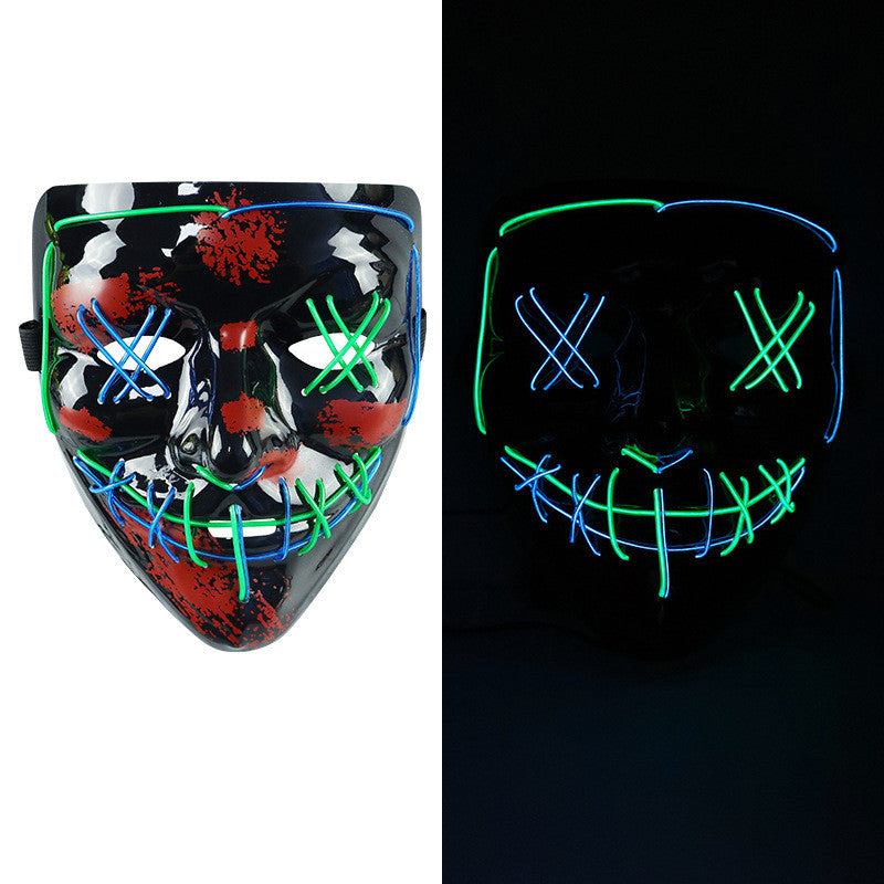 Glowing Mask Blue And Purple Left And Right Cross Two-color Halloween Props