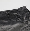 Women's Retro Gray Tie Dyed Letter Printed Denim Skirt