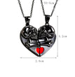 Punk Retro Skull Pendant Halloween Necklace Heart-shaped Magnetic Stitching Love Skull Couple Necklace