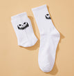 Solid Color Pumpkin Face Vertical Pattern Mid-calf Halloween Funny Grimace Socks