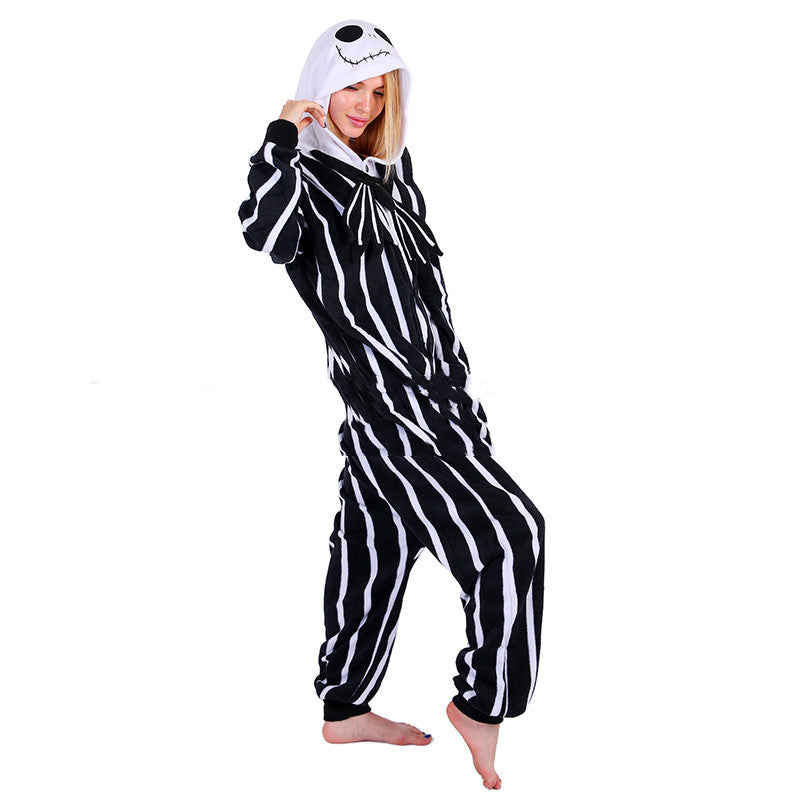 Halloween Skull Print Cartoon One-piece Pajamas