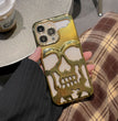 Luxury Plating 3D Skull Phone Case For I-Phone 14 Pro Max 13 12 11 Plus Breathable Glossy Hollow Out Gold Metallic Paint