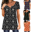 Halloween Spider Web Women's Loose Print Slim Top